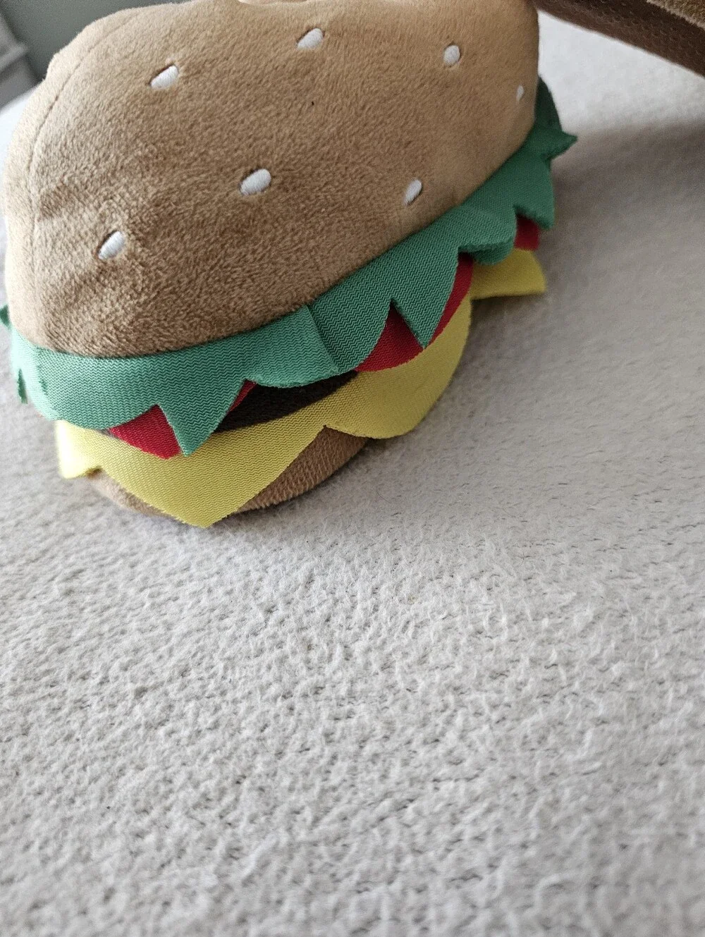 Carter's Nathan Hamburger Plush Slippers Toddler Boy Girl Size L 9-10 Novelty